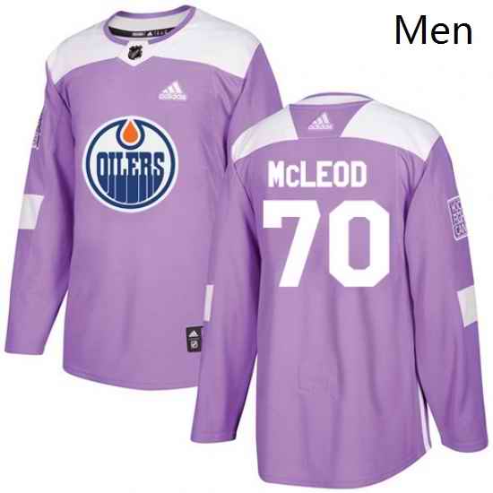 Mens Adidas Edmonton Oilers 70 Ryan McLeod Authentic Purple Fights Cancer Practice NHL Jersey